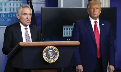  ?? Photograph: Evan Vucci/AP ?? Dr Scott Atlas and Donald Trump at a news conference at the White House on 16 September 2020.