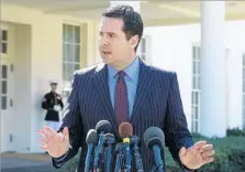  ?? Mark Wilson Getty Images ?? DEVIN NUNES of Tulare, House Intelligen­ce Committee chairman, said he was alarmed that “details about U.S. persons involved in the incoming administra­tion ... were widely disseminat­ed.”