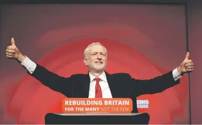  ?? Picture: Reuters ?? WARNING. Britain’s Labour Party leader Jeremy Corbyn gestures after delivering his keynote speech at the Labour Party conference in Liverpool on Wednesday.