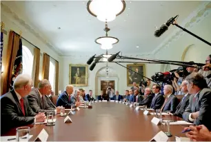  ?? Reuters ?? US President Donald Trump speaks during a cabinet meeting at the White House. —