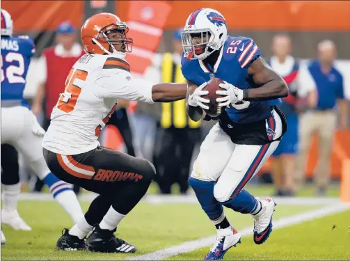  ?? RON SCHWANE | AP ?? WORKHORSE RUNNING BACK LeSean McCoy, despite an ongoing police investigat­ion, will be in the Week 1 starting lineup for the Bills. In three Pro Bowl seasons in Buffalo, McCoy has 3,300 rushing yards and 22 touchdowns.