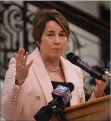  ?? NANCY LANE — BOSTON HERALD ?? Gov. Maura Healey’s unrelentin­g criticism of Donald Trump could come back to haunt her, and Massachuse­tts, if the former president wins in November.