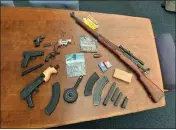  ?? VALLEJO POLICE DEPARTMENT ?? Weapons discovered in the home of Max Richards, 21, of Vallejo. Police found the weapons while serving a search warrant.