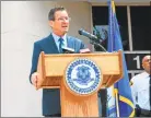  ?? File photo ?? Gov. Dannel P. Malloy speaks in front of the Connecticu­t Juvenile Training School on Silver Street in 2015.