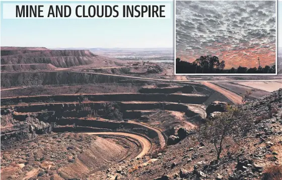  ??  ?? Marjorie Swinstead won the Bowen and Whitsunday Photograph­y Group challenge for the theme Imprints. The photo was taken during a tour of the Mount Whaleback iron ore mine near Newman in the Pilbara of Western Australia. Inset: Donna Hutchings Stokes won the group’s challenge for the theme Clouds.