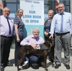  ??  ?? The launch of the Enniscorth­y Credit Union gala race night to be held in Enniscorth­y Greyhound Track on June 16 (from left): Liam Waters (manager, C.U.), Tanya Gregory, Jim Turner (racing manager), Mary Henebery, Mark Daly (operations manager, C.U.).