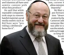  ??  ?? Support for Commission: Chief Rabbi Ephraim Mirvis