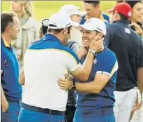  ?? FOTO: GETTY ?? Jon Rahm y Sergio García celebrando la victoria de Europa