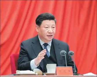  ?? LI TAO / XINHUA ?? Xi Jinping, general secretary of the Communist Party of China Central Committee, urged more anti-graft effort in financial fields during his speech at the third plenary session of the 19th CPC Central Commission for Discipline Inspection in Beijing on Friday.