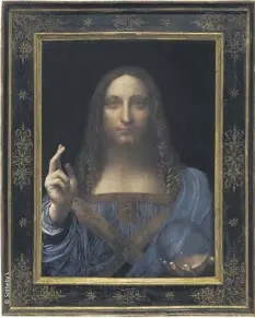  ??  ?? Léonard de Vinci (-) - Salvator Mundi, vers  - Huile sur panneau de noyer - , x , cm.