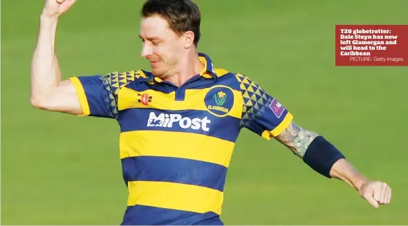  ?? PICTURE: Getty Images ?? T20 globetrott­er: Dale Steyn has now left Glamorgan and will head to the Caribbean