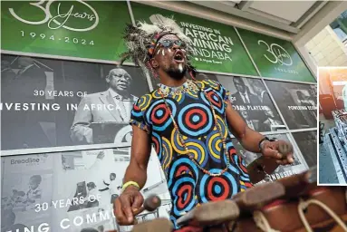  ?? Picture: Esa Alexander ?? A performer entertains delegates at the Investing in African Mining Indaba 2024 conference in Cape Town.