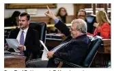  ?? TAMIR KALIFA/ AMERICAN-STATESMAN ?? Sen. Paul Bettencour­t, R-Houston, raises one finger to signify a “yes” vote Wednesday on Senate Bill 20, a measure that would keep five state agencies open.