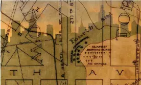  ?? Composite: Guardian/American Geographic­al Society Library ?? A historical map overlayed on modern New York shows the ‘Slaves Burying Place’, which held the graves of at least 36 Africans enslaved to Dutch colonial settlers in northern Manhattan.