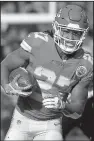  ?? AP file photo ?? Kansas City Chiefs running back Kareem Hunt is the second consecutiv­e rookie to win the rushing title after finishing the regular season with 1,327 yards. Dallas’ Ezekiel Elliott earned the title in 2016.