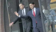  ?? NICOLAUS CZARNECKI / BOSTON HERALD FILE ?? PETITION TO REMOVE: Fall River Mayor Jasiel F. Correia II, right, exits Moakley Federal Courthouse with his attorney Mark A. Berthiaume after his Oct. 11 arraignmen­t in Boston.