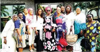  ?? PHOTO: ETOP UKUTT ?? First Lady of Ondo state and Founder, BRECAN Foundation, Arabinrin Betty Akeredolu (6th left); Founder, Atinuke Cancer Foundation, Mrs. Tinu Lawal (5th left); accompanie­d by other cancer survivors during ‘Cancer Survivor Luncheon’ held in Lagos...recently