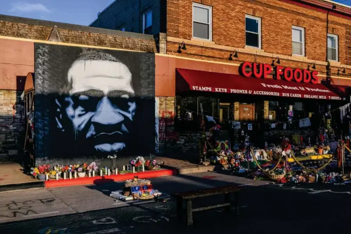  ?? Photograph: Brandon Bell/Getty Images ?? A mural of George Floyd in Minneapoli­s.