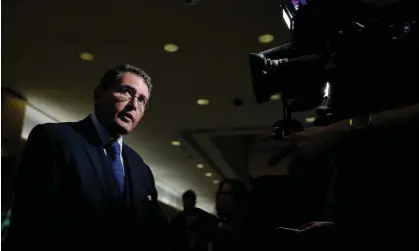  ?? ?? Leonard Leo speaks to media at Trump Tower in 2016. Photograph: Carolyn Kaster/AP