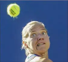  ?? John Minchillo/Associated Press ?? FOCUS, FOCUS, FOCUS Kaia Kanepi eyes a return Thursday against Aryna Sabalenka in a second-round match at the U.S. Open in New York. Sabalenka defeated Kanepi, 2-6, 7-6 (8), 6-4.