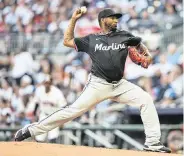  ?? BRETT DAVIS USA TODAY Sports ?? Marlins starter Sixto Sánchez went 2 2/3 innings, allowing three earned runs on five hits against the Braves.