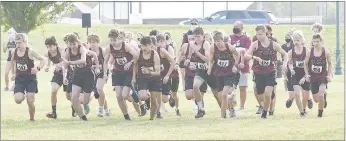  ?? Bud Sullins/Special to the Herald-Leader ?? Siloam Springs runners take off at the start of last year’s Panther XC Classic. This week’s meet will be held Saturday morning at the Simmons Course.