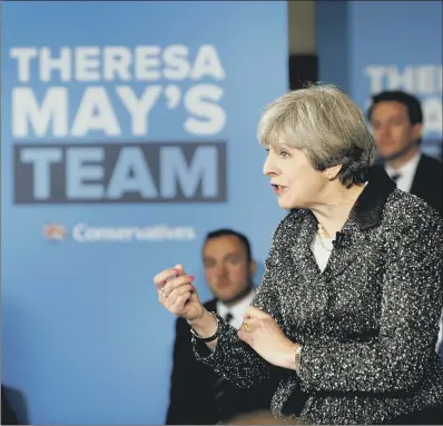  ?? PICTURE: SIMON HULME. ?? VOTES PLEA: Theresa May speaks at the Barbican Centre, York.