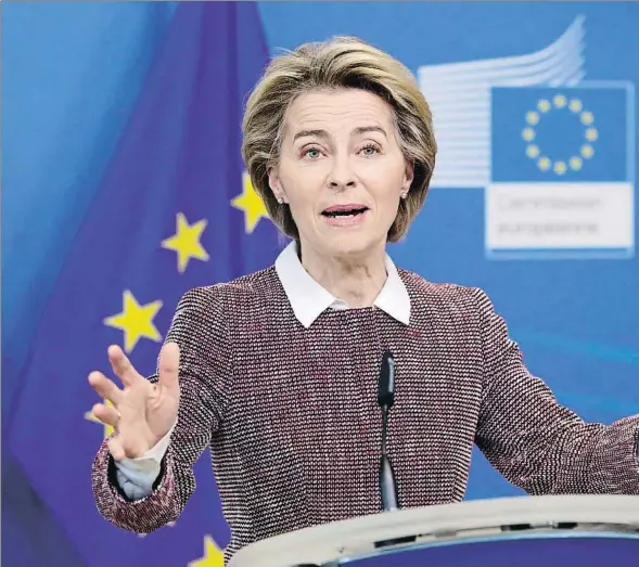  ??  ?? La presidenta de la Comisión Europea, Ursula von der Leyen, ayer en Bruselas