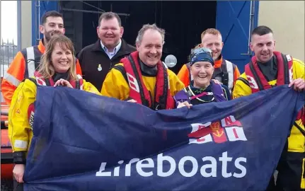  ??  ?? Mary with members of Wexford RNLI.