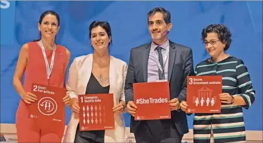  ?? JUAN OBREGON ?? DEBUT. Helena Estrada, Inés Berton, Juan Pablo Trípodi y Arancha González presentan She Trades.