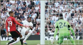  ?? ?? Tottenham stun Man Utd 2-0 when both sides met at the Tottenham Hotspur Stadium in August