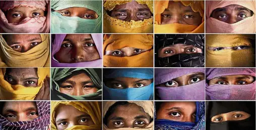  ??  ?? Victims of horror: This combo photo comprises portraits of some of the Rohingya Muslim women taken during the investigat­ion in Kutupalong and Gundum refugee camps in Bangladesh. The women said they were raped by members of Myanmar’s armed forces. — AP