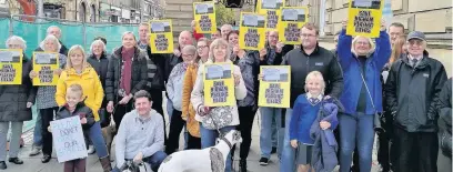  ??  ?? Protesters outside Accrington Town Hall opposing plans to create a £2 million sports hub