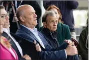  ?? HECTOR AMEZCUA — THE SACRAMENTO BEE ?? Oakland A's owner John Fisher sits next to Sacramento River Cats owner Vivek Ranadivé on Thursday after announcing that the A's will move to West Sacramento in 2025 and play at least three seasons at Sutter Health Park.