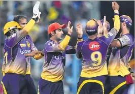  ??  ?? It has been an easy business so far for the Kolkata Knight Riders captain Gautam Gambhir (C) and his teammates during this IPL so far.