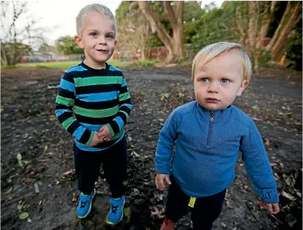  ?? PHOTO: DAVID UNWIN/STUFF ?? Fletcher Collins, 4, and brother Harry Collins, 2, might be back with their bikes this summer at the new junior bike park.