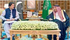  ?? AFP ?? PUSH FOR PEACE: Prime Minister Imran Khan meets King Salman bin Abdulaziz in the Red Sea city of Jeddah. —