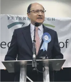  ??  ?? Shailesh Vara after being re-elected for his fifth term as NW Cambs MP