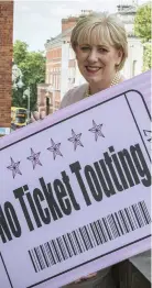  ??  ?? Above: Business Minister Heather Humphreys at the announceme­nt of the ticket-tout clampdown legislatio­n. Photo: Arthur Carron. Right: tickets to U2’s four sold-out concerts in November have appeared on resale websites for more than five times their face value.