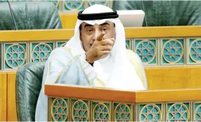  ??  ?? Kuwaiti Foreign Minister Sheikh Sabah Al-Khalid Al-Sabah attends a Parliament session at the national assembly in Kuwait City recently. (AFP)