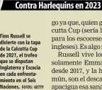  ?? FOTOS: GETTY ?? Contra Harlequins en 2023
Finn Russell se divierte con la tapa de la Calcutta Cup de 2021, el trofeo que se disputan Inglaterra y Escocia en cada enfrentami­ento en el Seis Naciones.