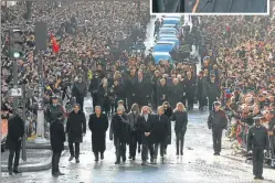  ??  ?? ADIOS. Su funeral. Hallyday en 1966 (izq.), y en una foto actual.