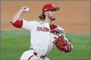  ??  ?? Junior right-hander Caleb Bolden is the starting pitcher for Arkansas today in the first game of a four-game series against Southeast Missouri State. (Special to the Democrat-Gazette/James D. Smith)