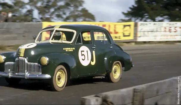  ??  ?? Above, right: Spencer Martin was one of the guns in early Holden racing. Below: The black Prad sports car which Martin turned into a competitiv­e machine and the white Triumph Special which preceded it.