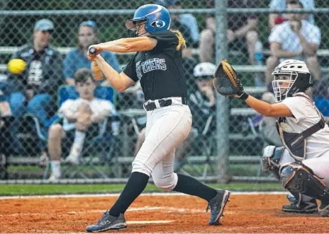  ?? STAFF PHOTO BY ERIN O. SMITH / ?? Sale Creek’s Madison Stott hits the ball against Tellico Plains on Monday at Lookout Valley.