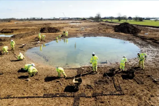  ??  ?? Above: A Roman military pond, excavated during major fieldwork ahead of changes to the a14 in Cambridges­hire