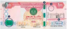  ??  ?? The new Dh100 bill has a colour-changing security feature.