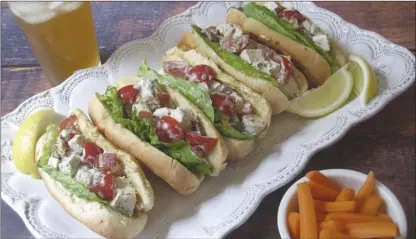  ?? Sara Moulton via AP ?? BLT chicken salad with basil dressing sandwiches. This dish is from a recipe by Sara Moulton.