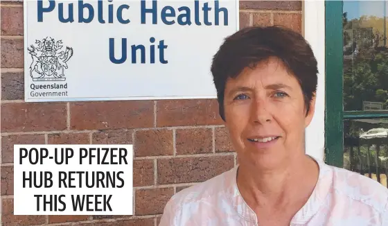  ?? Picture: Supplied ?? Cherbourg residents took part in a Q&A session with Dr Katie Panaretto before the clinic opened for vaccinatio­ns.