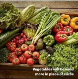  ??  ?? Vegetables will be used more in place of carbs